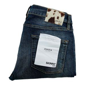 NWT OVADIA Blue Skinny 001 Cotton Elastane 5 Pocket Jeans Mens Size 36X33
